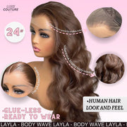 Dark Brown Body Wave Wig on Model