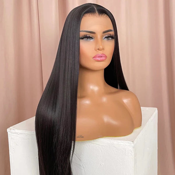 Pre-Plucked Natural Black Lace Frontal Wig – Effortless Beauty, Realistic Look