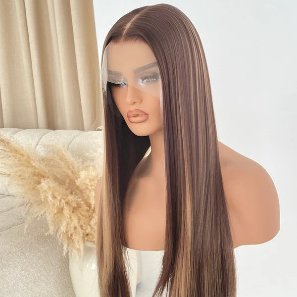 Brown Highlighted Lace Frontal Wig – Effortless Elegance, Everyday Glam