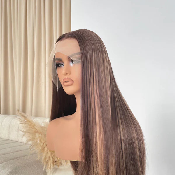 Brown Highlighted Lace Frontal Wig – Effortless Elegance, Everyday Glam