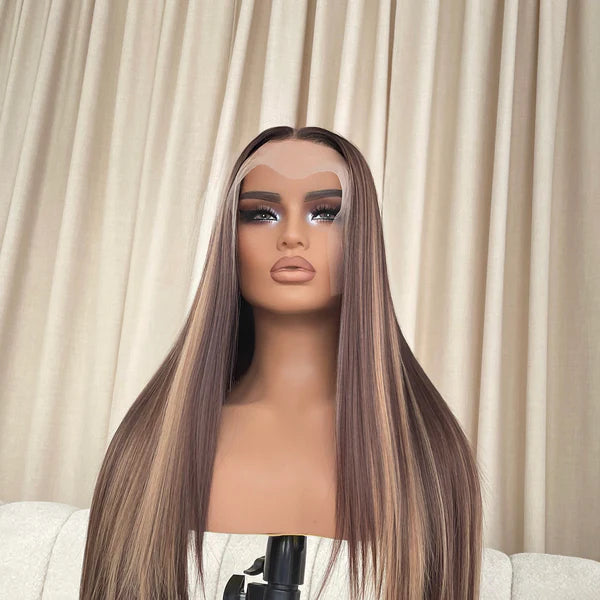 Brown Highlighted Lace Frontal Wig – Effortless Elegance, Everyday Glam