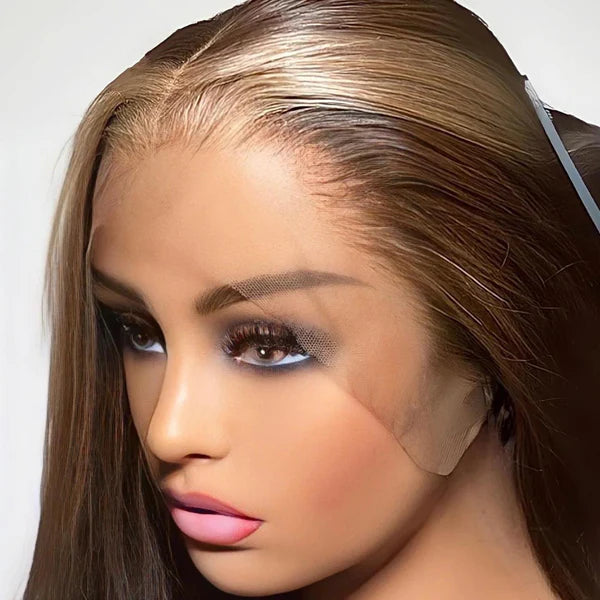 Wavy Brown & Blonde Lace Frontal Wig front view