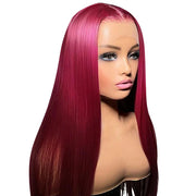 Red Pre-plucked Lace Wig side view