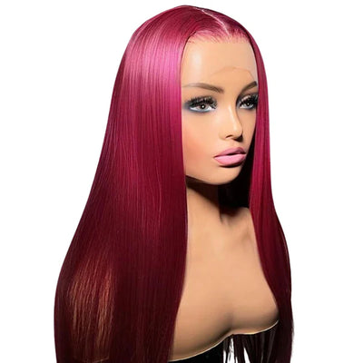 Red Pre-plucked Lace Wig side view