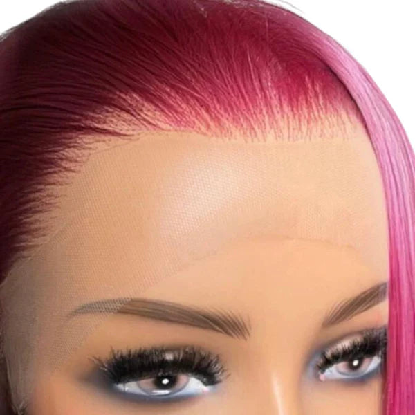 Red Pre-plucked Lace Wig texture close-up