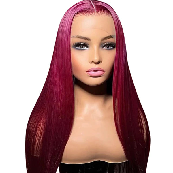 Red Pre-plucked Lace Wig front view