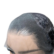 Model Wearing Pre-plucked Black Platinum Blonde Wig