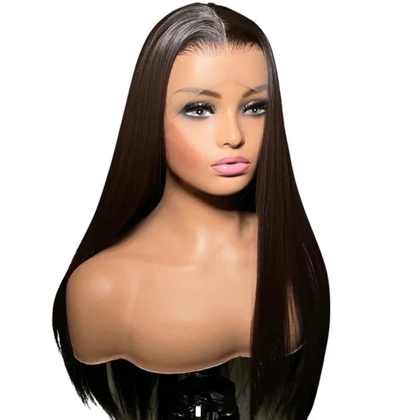 Dark Brown Pre-plucked Lace Wig front view
