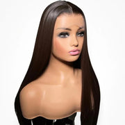 Dark Brown Pre-plucked Lace Wig on mannequin