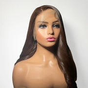 Dark Brown Body Wave Wig Front View