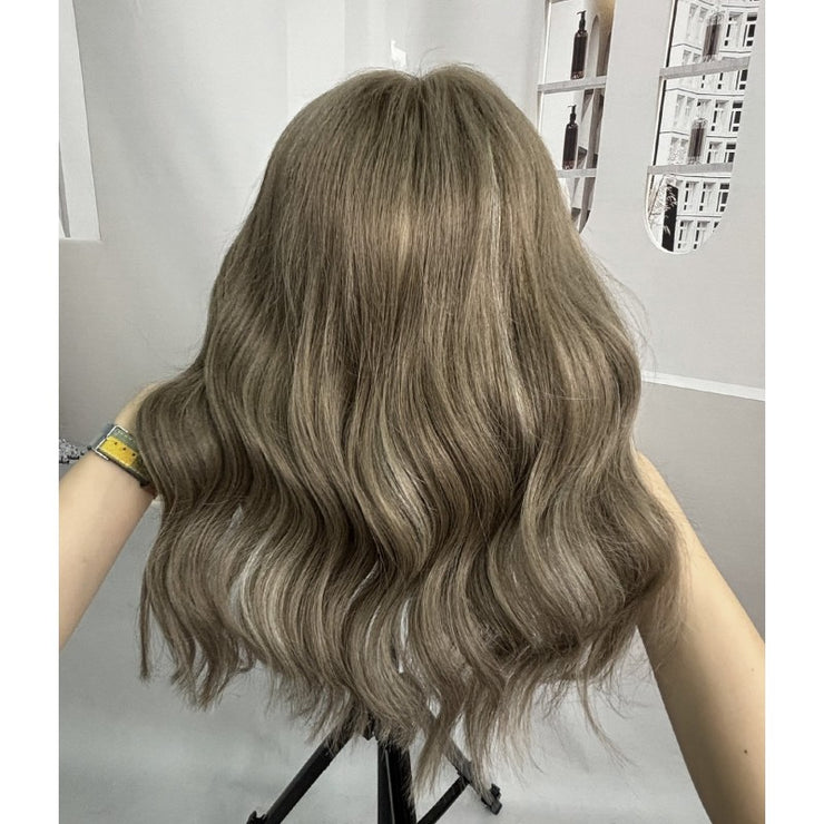 Smoky Beige Blonde Remy Human Hair Lace Front Wig