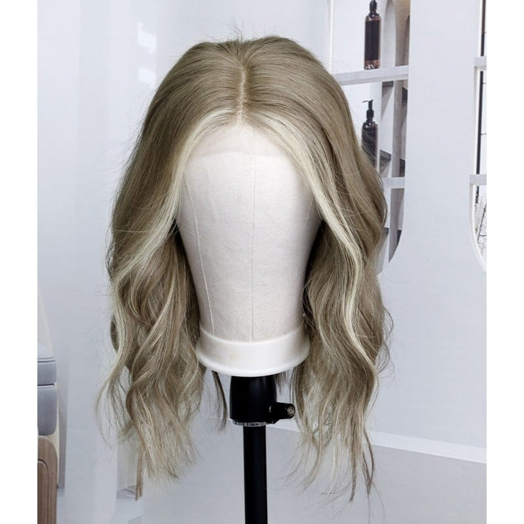 Smoky Beige Blonde Remy Human Hair Lace Front Wig