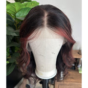 Balayage Remy Human Hair Lace Front Wig/ Black Red